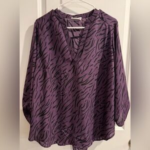Women’s Lush purple zebra blouse - 1X